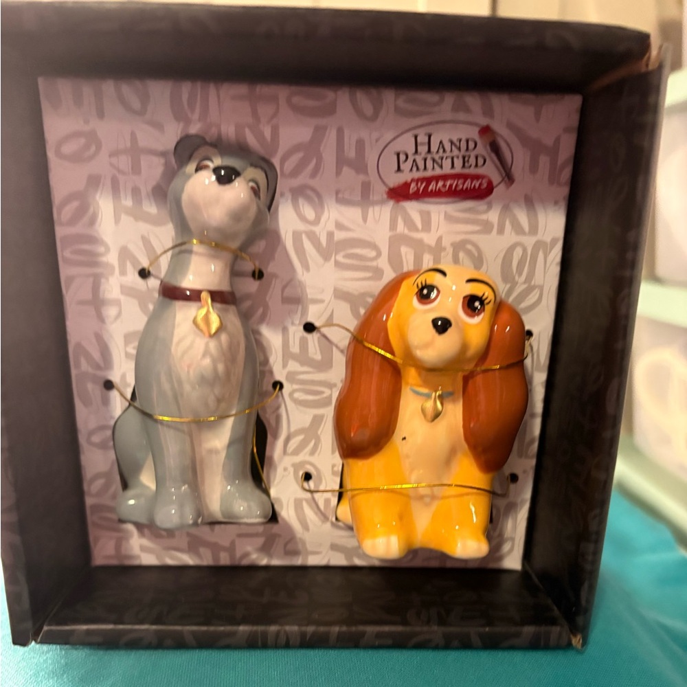 Disney Lady and the Tramp Salt And Pepper Ceramic Shakers Set NIB
